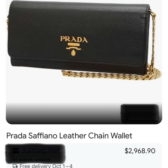 💎PRADA SAFFIANO LEATHER WALLET ON CHAIN💎 - Picture 12 of 16